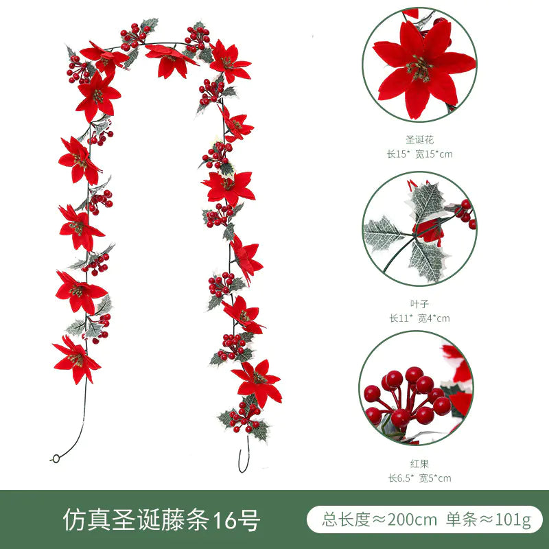 Realistic Christmas Vine Wall Decor with Red Berries
