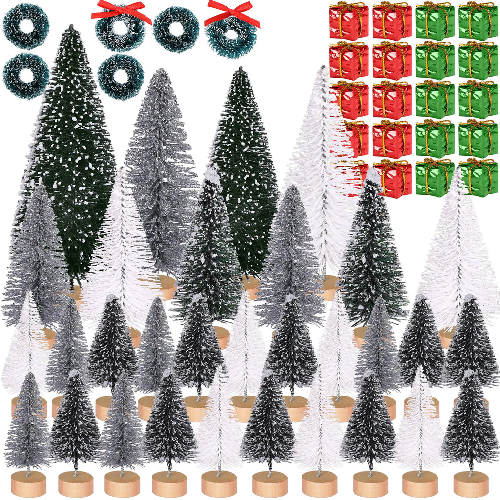 Elegant 56-Piece Miniature Christmas Tree Ensemble