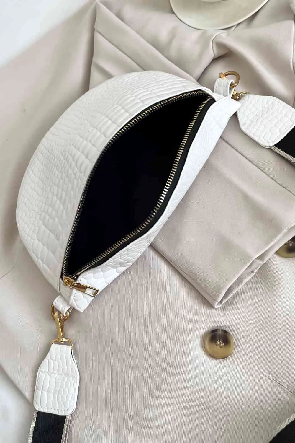 Ella Croc-Textured Sling Bag with Coin Pouch