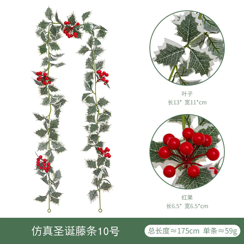 Realistic Christmas Vine Wall Decor with Red Berries