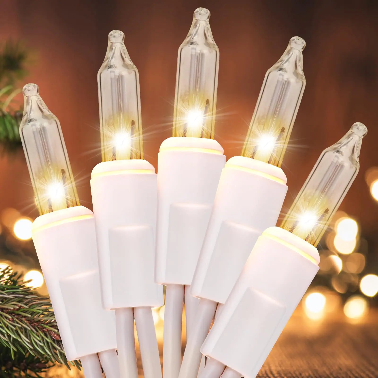 Meteds Christmas Lights 2Pack 100 Count Clear Mini Lights White Wire ULCertified Connectable Multicolor String Lights for Christmas TreeHomePatioWeddingPartyFestival Decor