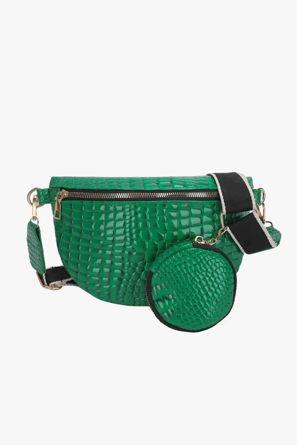 Ella Croc-Textured Sling Bag with Coin Pouch