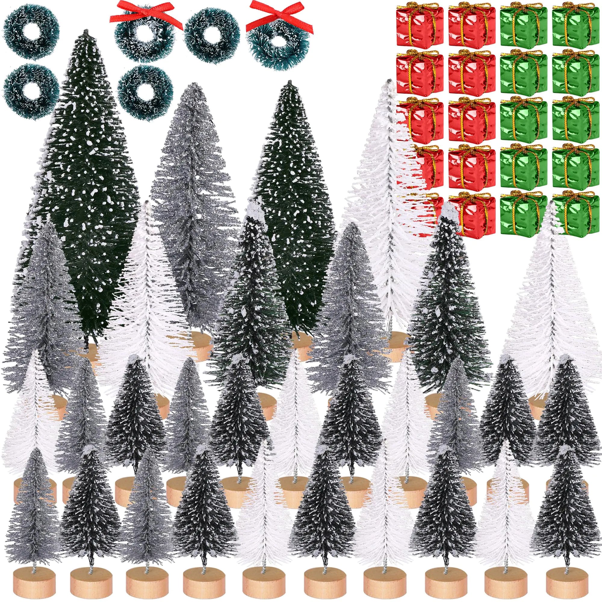 Elegant 56-Piece Miniature Christmas Tree Ensemble