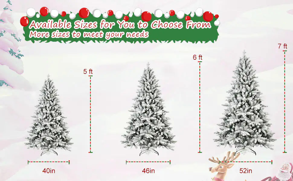 5-Foot PE & PVC Snow-Flocked Artificial Christmas Tree with Sturdy Metal Stand, 768 Branch Tips for Festive Home Decor