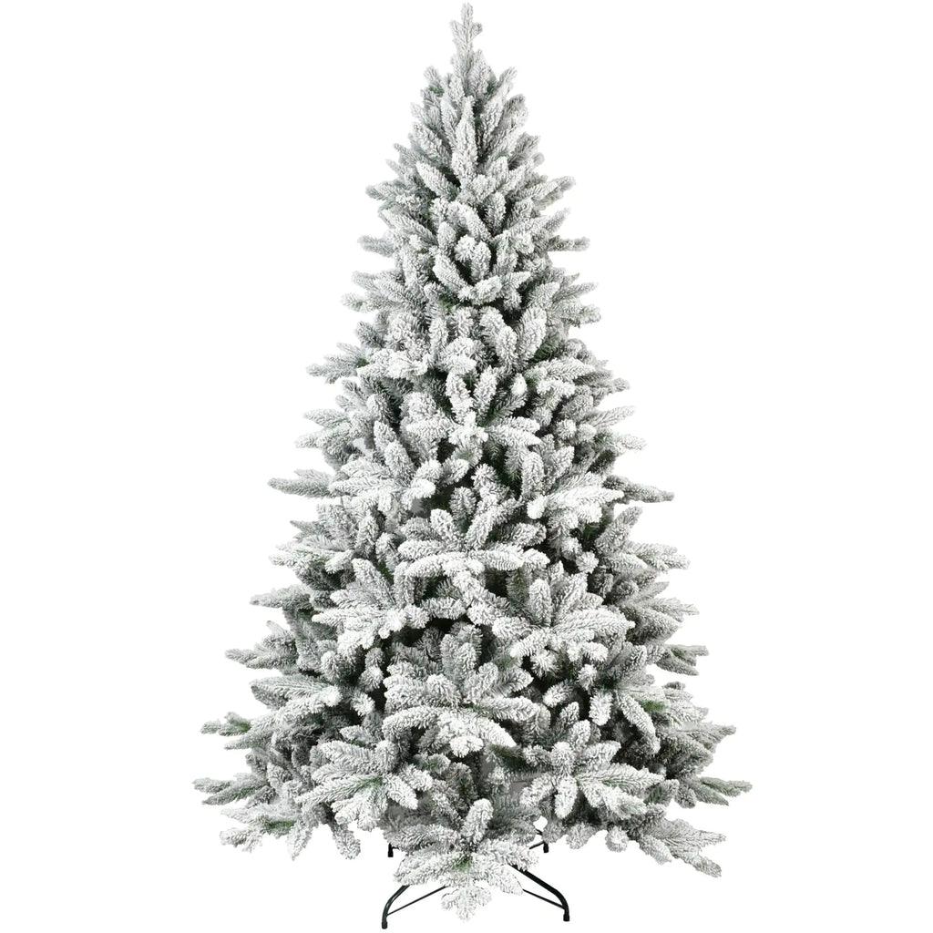 5-Foot PE & PVC Snow-Flocked Artificial Christmas Tree with Sturdy Metal Stand, 768 Branch Tips for Festive Home Decor