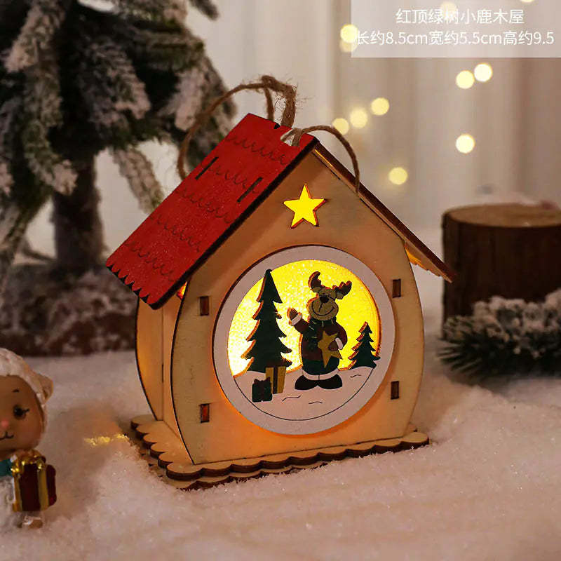 Nordic Style LED Wooden House Christmas Decor Piece