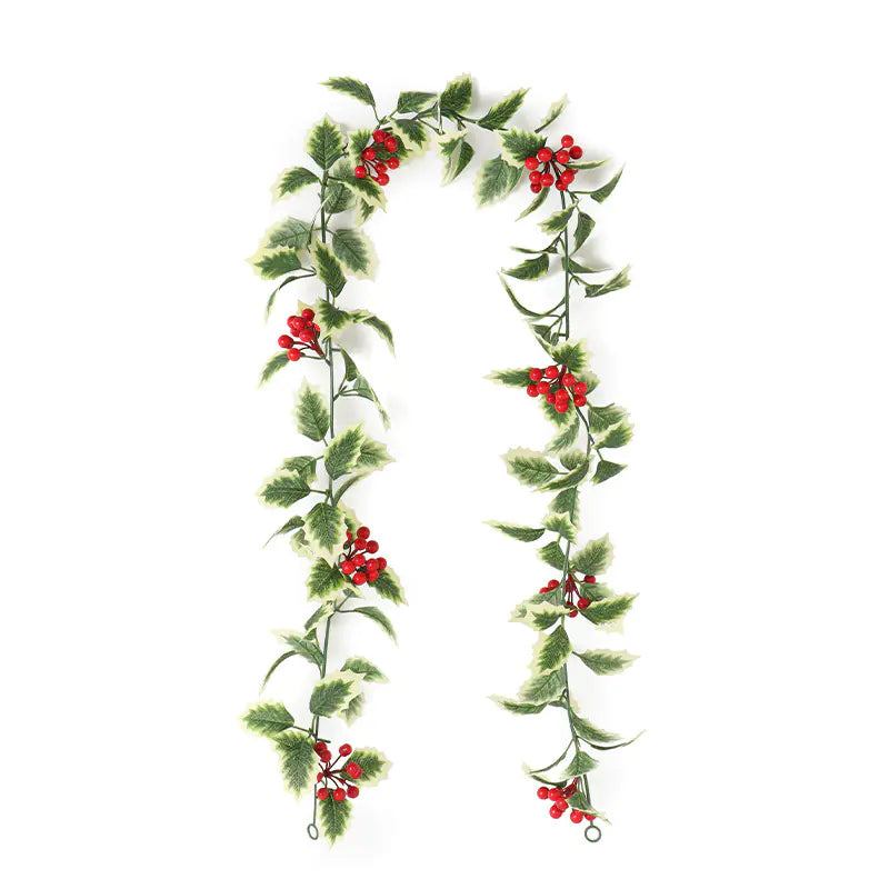 Realistic Christmas Vine Wall Decor with Red Berries