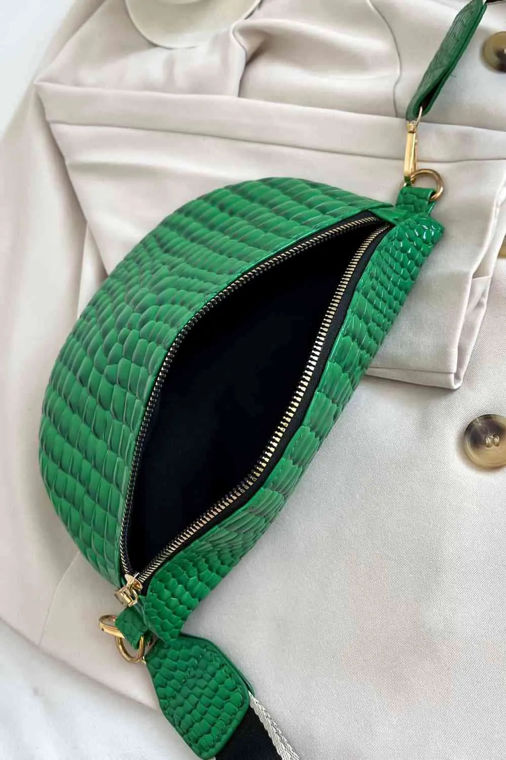 Ella Croc-Textured Sling Bag with Coin Pouch