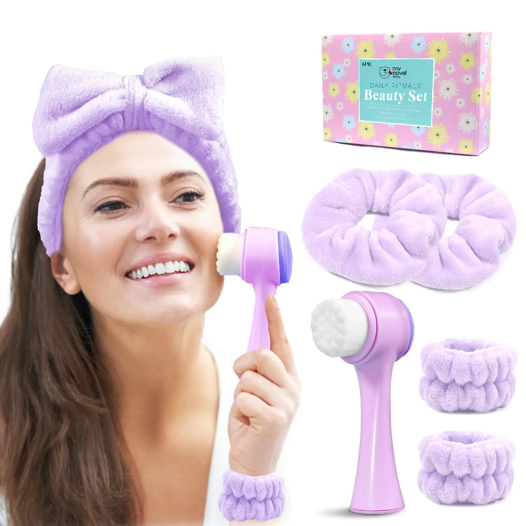Elegant Skincare Headband and Brush Set