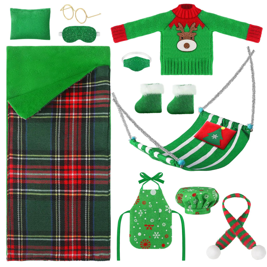 11-Piece Elf Doll Christmas Ensemble Kit