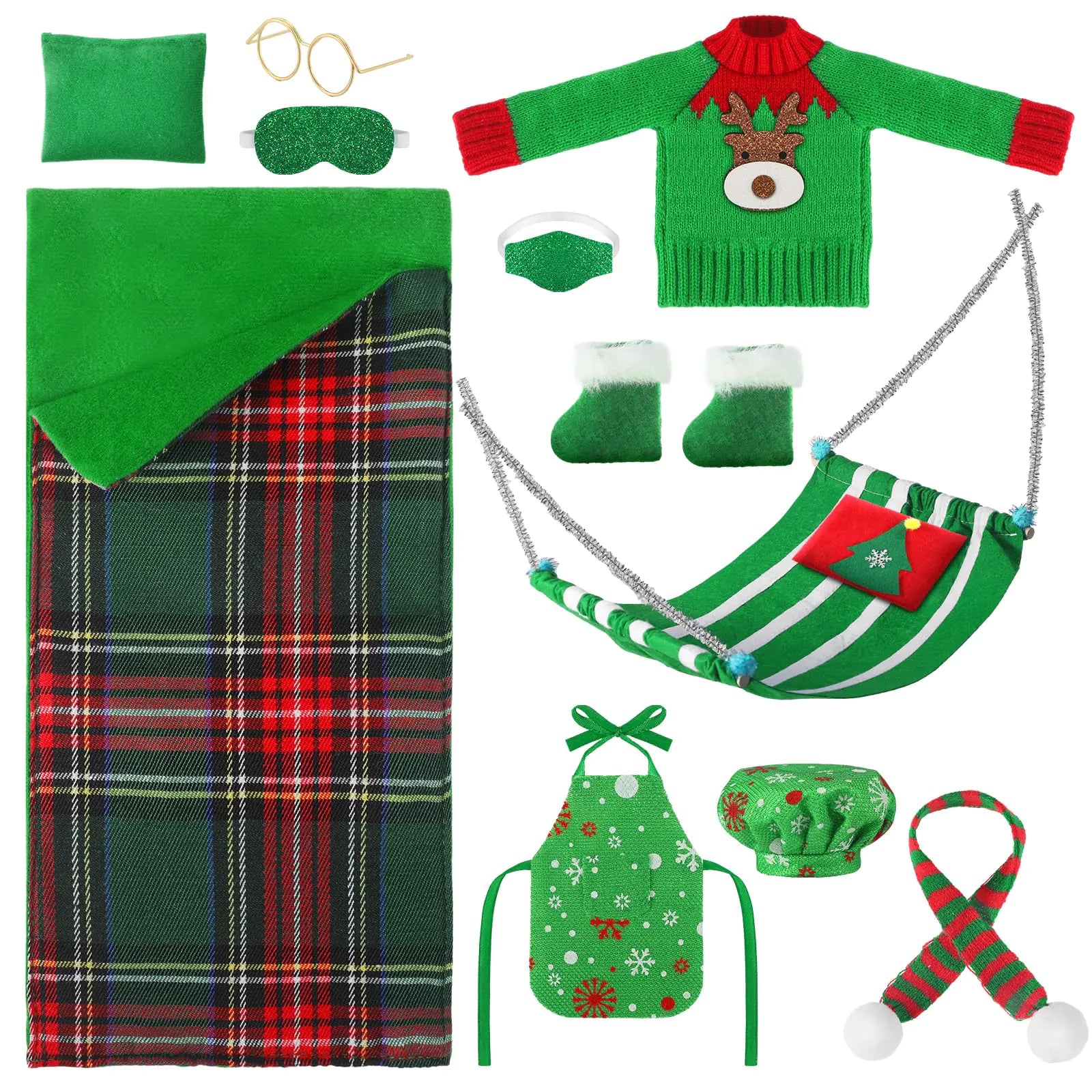 11-Piece Elf Doll Christmas Ensemble Kit