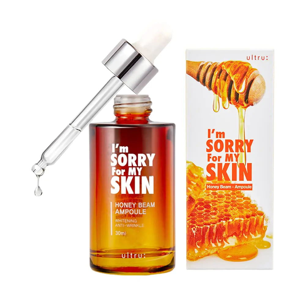 IM SORRY FOR MY SKIN Facial Skin Ampoule Korean Skin Care Serum for Face with Propolis Adenosine and Niacinamide Anti-Wrinkle & Nourishing Effect (Honey Beam Ampoule)