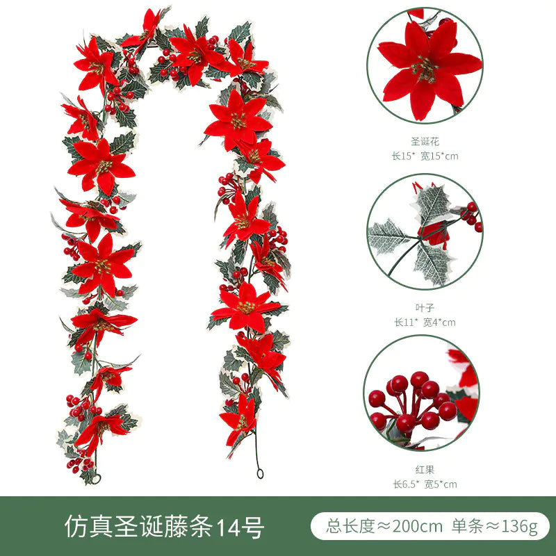 Realistic Christmas Vine Wall Decor with Red Berries