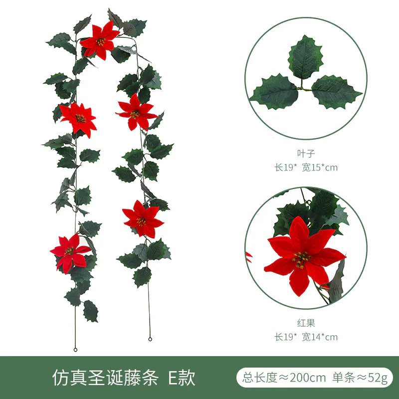 Realistic Christmas Vine Wall Decor with Red Berries