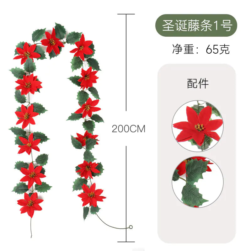 Realistic Christmas Vine Wall Decor with Red Berries