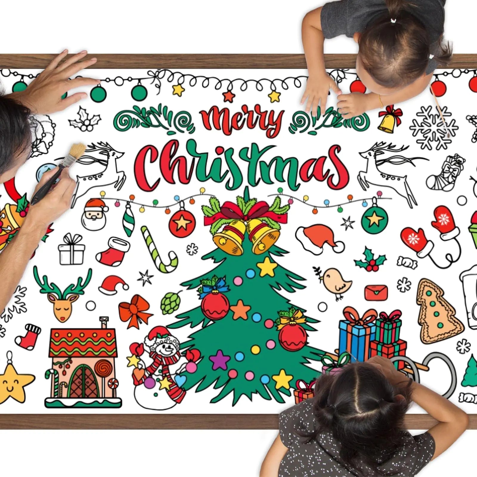 Festive Duo Christmas Coloring Tablecloths 72x30 inch